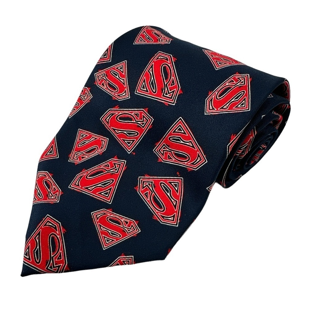 OFFICIAL DC Comics Superman Big S Superhero Novelty Necktie Tie Vintage Navy Red